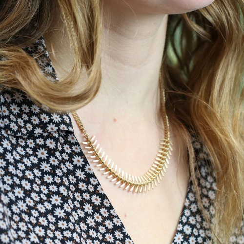 Faux Gold Plated Chain & Chevron Necklace by Peace of Mind
